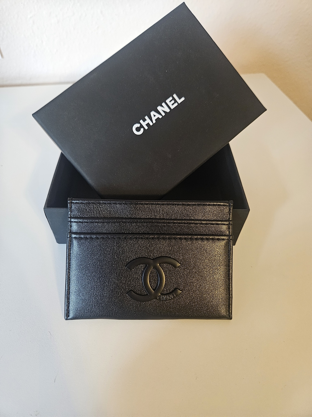 Black Leather CC Logo Card Holder
